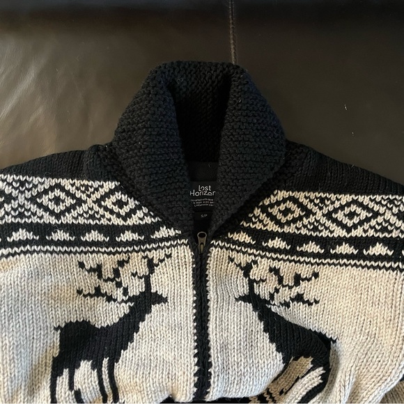 NWT LOST HORIZONS Handmade Wool Knitwear, Fleece Lined, Zip front Cardigan, S - Picture 5 of 12